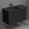 Black Bathroom Vanity, Wall Mounted, Modern, 36